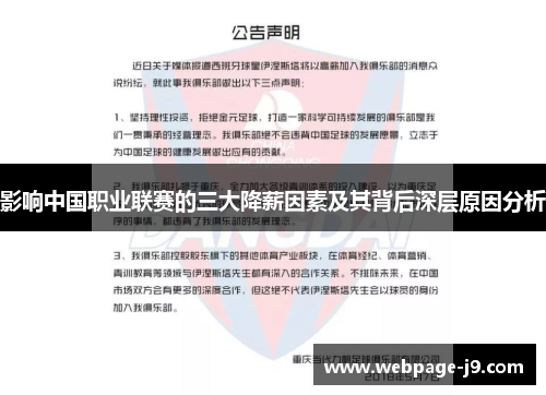影响中国职业联赛的三大降薪因素及其背后深层原因分析